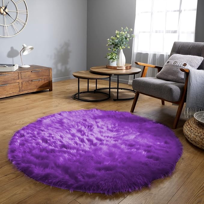 Latepis Round Area Rugs 6ft Washable Fur Rugs by Latepis