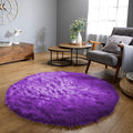 Latepis Round Fluffy Rug 5ft Purple Circle Rugs by Latepis