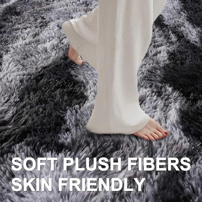 5x7 Ft Large Shag Rugs for Bedroom Living Room for Men Boys, Tie Dyed Ultra - Image 4