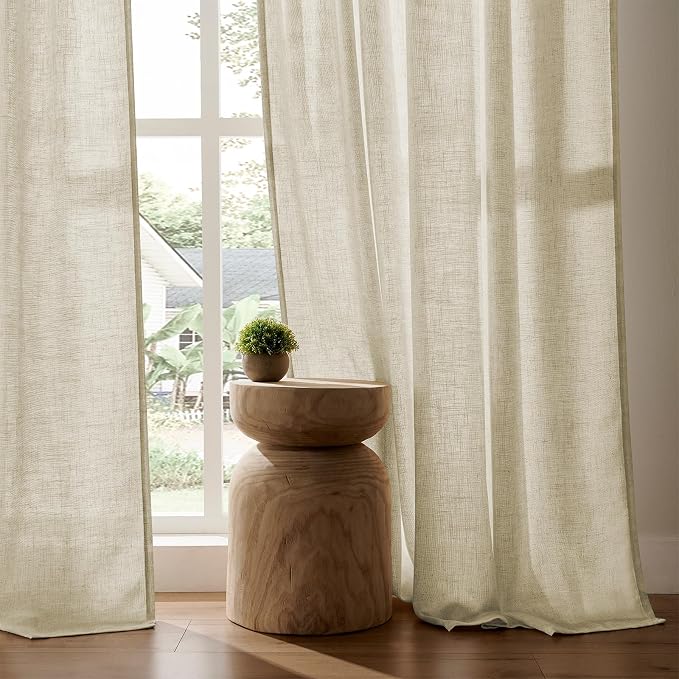 Joydeco Linen Curtains 108 Inch Length 2 Panel Sets, Light Filtering Curtains - Image 4