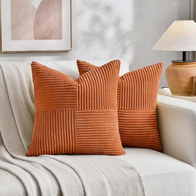 Fancy Homi 2 Packs Orange Fall Decorative Throw Pillow Covers 16x16 Inch - Image 6