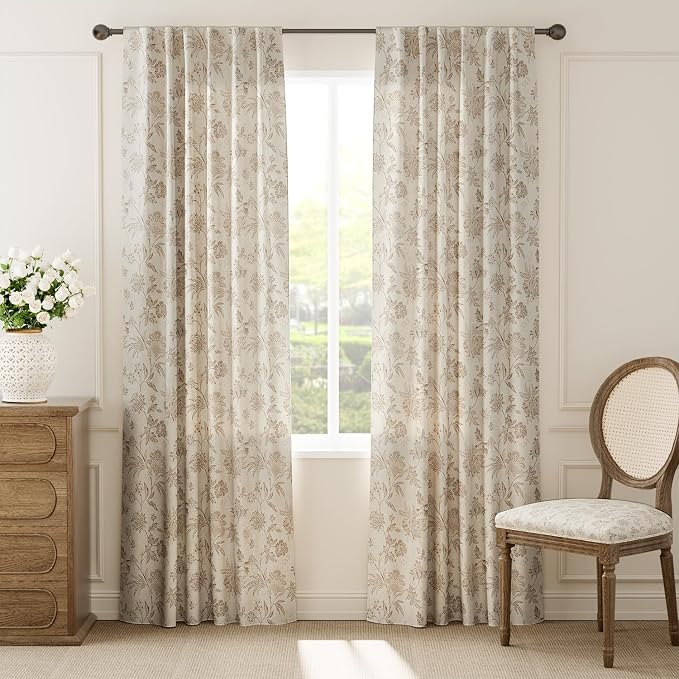 jinchan Linen Floral Curtains for Living Room - Image 2
