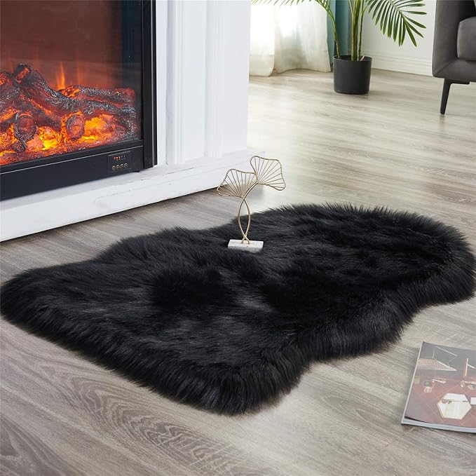 EasyJoy Ultra Soft Fluffy Shaggy Area Rug Faux Fur Rug Chair Cover Seat Pad - Image 4