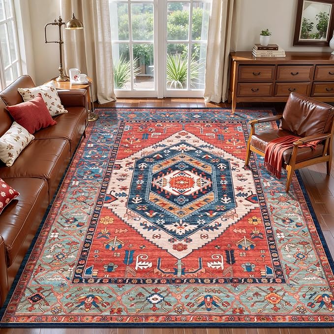 SERISSA 5x8 Area Rugs for Living Room, Large Washable Non-Slip Boho Rug by SERISSAHomeDecorCollection
