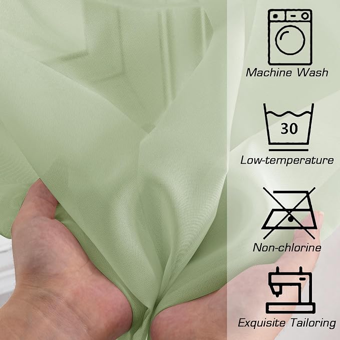 OWENIE Sheer Curtains 54 inches Long 2 Panles - Image 6