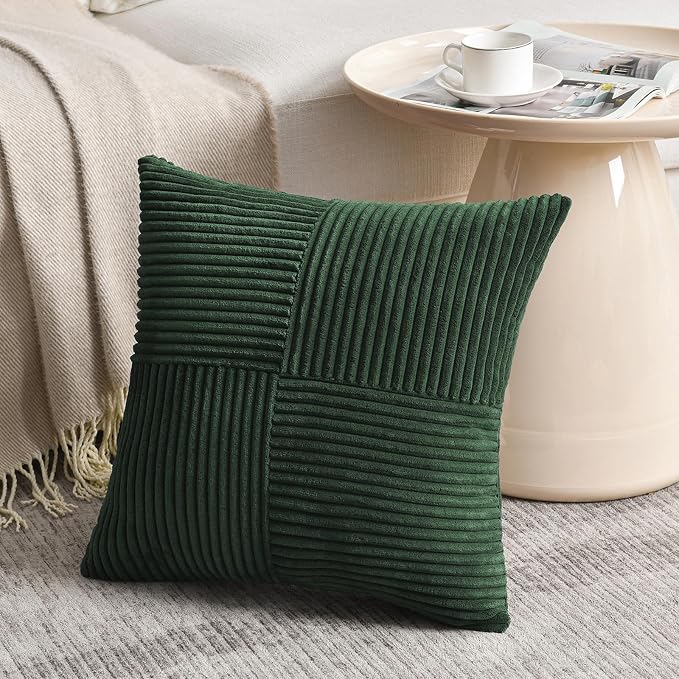 Fancy Homi Set of 2 Dark Green Samll Decorative Throw Pillow Covers 14x14 Inch - Image 2