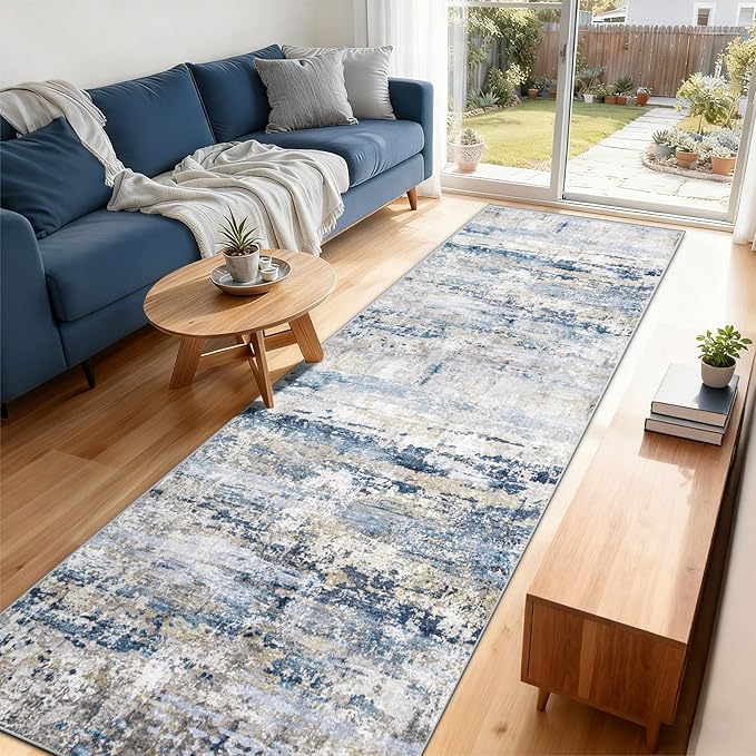 Area Rugs 2x8 Runner Rug: Washable Hallway Rug Modern Abstract Neutral Soft - Image 2