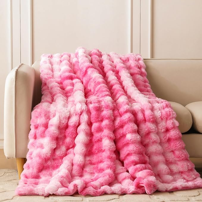 COOVA Faux Fur Throw Blanket for Couch, Cozy Soft and Fuzzy Plush Rabbit Fur - Image 2