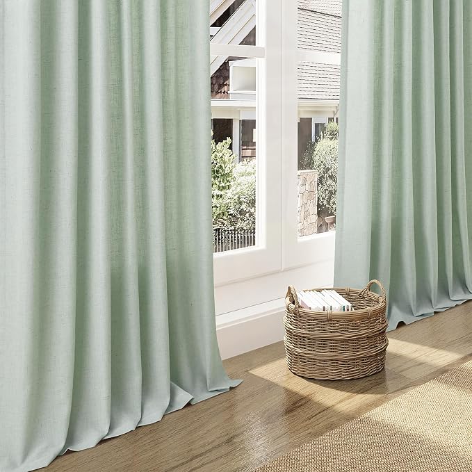 Nanspring Aqua Green Linen Curtains 108 Inches Long - Image 6