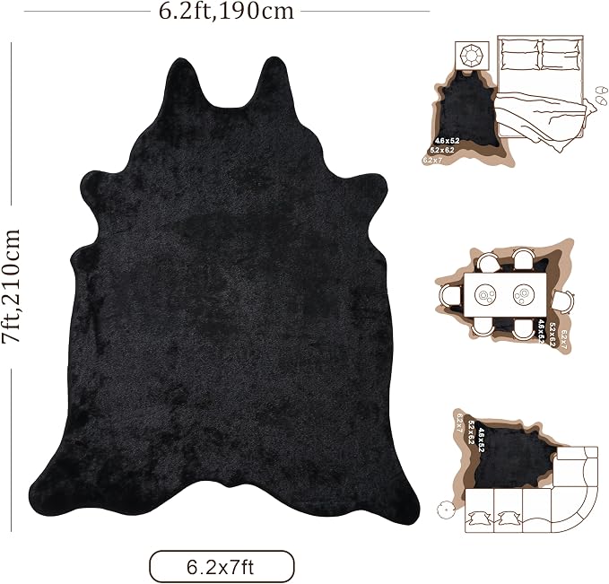 Black Faux Cowhide Rug: Cow Hide Cow Print Rug - Image 2