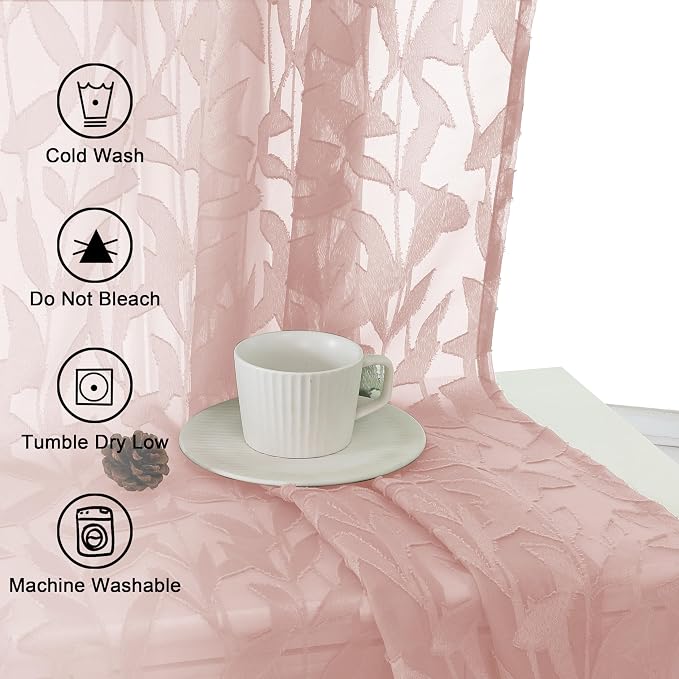Lecloud Leia Blush Pink Sheer Curtains - Image 7