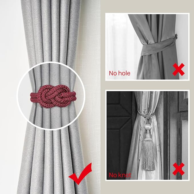 NICEEC 2 Pack Mini Magnetic Curtain Tiebacks Nordic Simple Style Drape Tie - Image 2