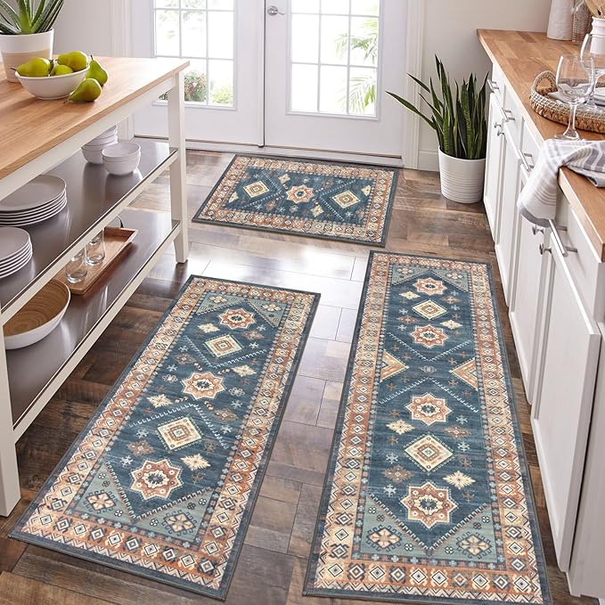 HEBE Boho Kitchen Rug Sets 3 Piece by HEBE