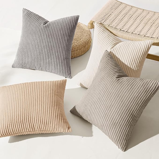 MIULEE Boho Farmhouse Neutral Cream Throw Pillow Covers 18x18 Inch Set of 4 - Image 7