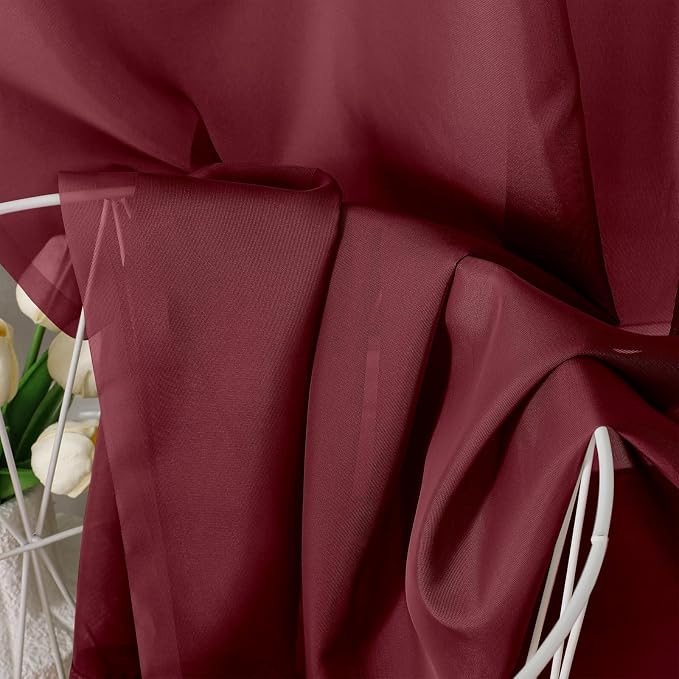 OVZME Burgundy Sheer Curtains - Image 6