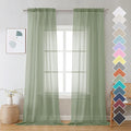 OVZME 2 Pieces Sage Green Sheer Curtains 108" Length by OVZME