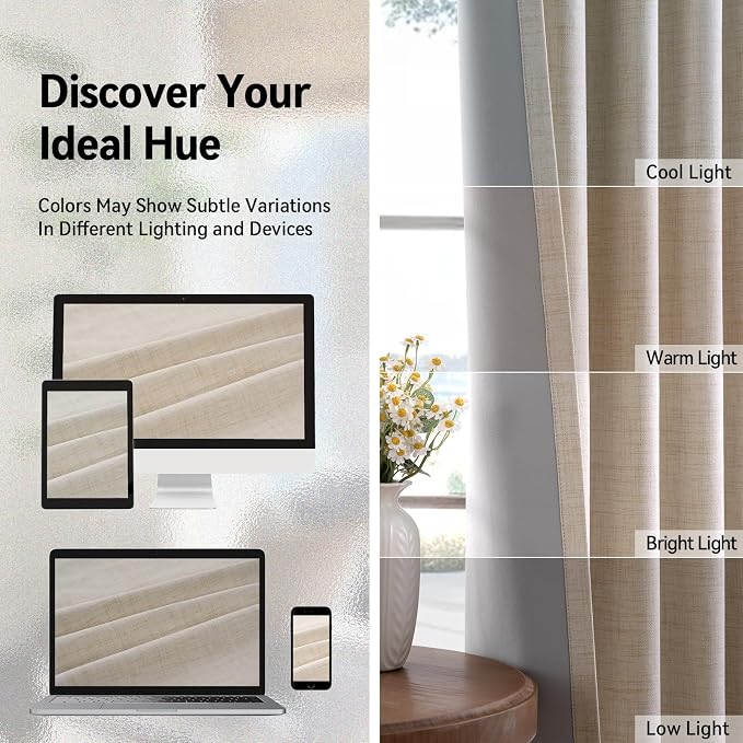 100% Blackout Shield Linen Blackout Curtains - Image 8