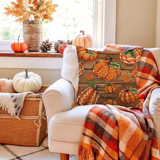 Fall Decorations for Home, Fall Pillow Covers 18 x 18 Inch Autumn Thankful - Image 5