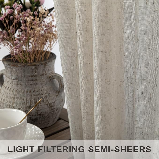 Pitalk Flax Linen Curtains 5 FT Wide by 84 Inches Long - Image 4