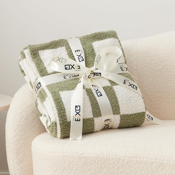 EXQ Home Checkered Throw Blanket, Knitted Blanket - Image 4