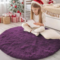 OLANLY Dark Purple Round Rugs for Bedroom by OLANLY