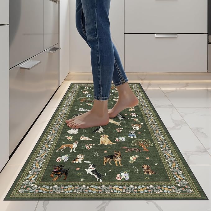 Dark Green Hallway Runner Rug 2x4 - Image 3