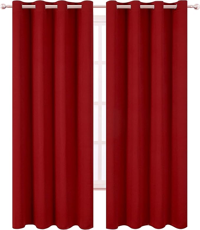 LEMOMO Blackout Curtains 66 x 84 inch/Red Curtains Set of 2 Panels/Thermal - Image 2