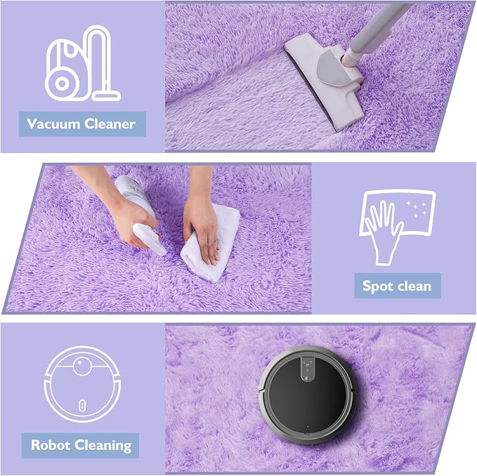 yulidayang Purple Fluffy Round Area Rugs - Image 4