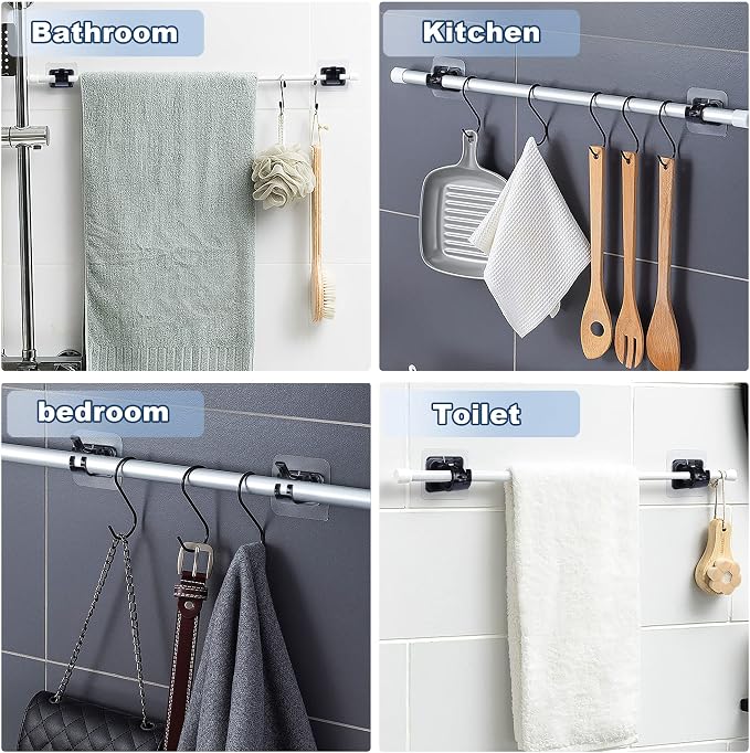 Codoule 8PCS No Drill Curtain Rod Brackets No Drilling Self Adhesive Curtain - Image 4