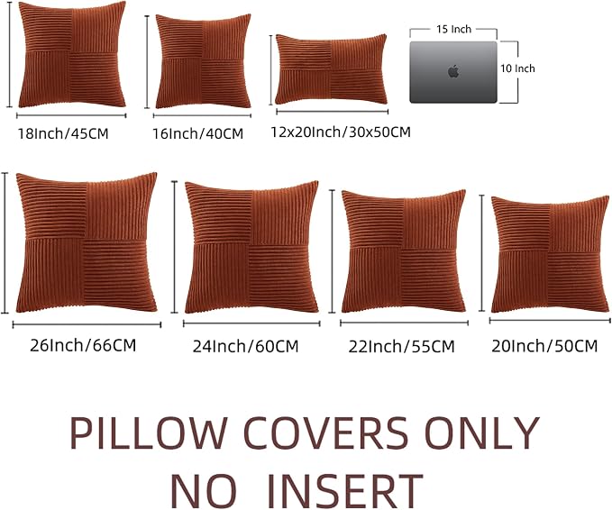 Fancy Homi 2 Packs Rust Samll Decorative Throw Pillow Covers 12x12 Inch - Image 7