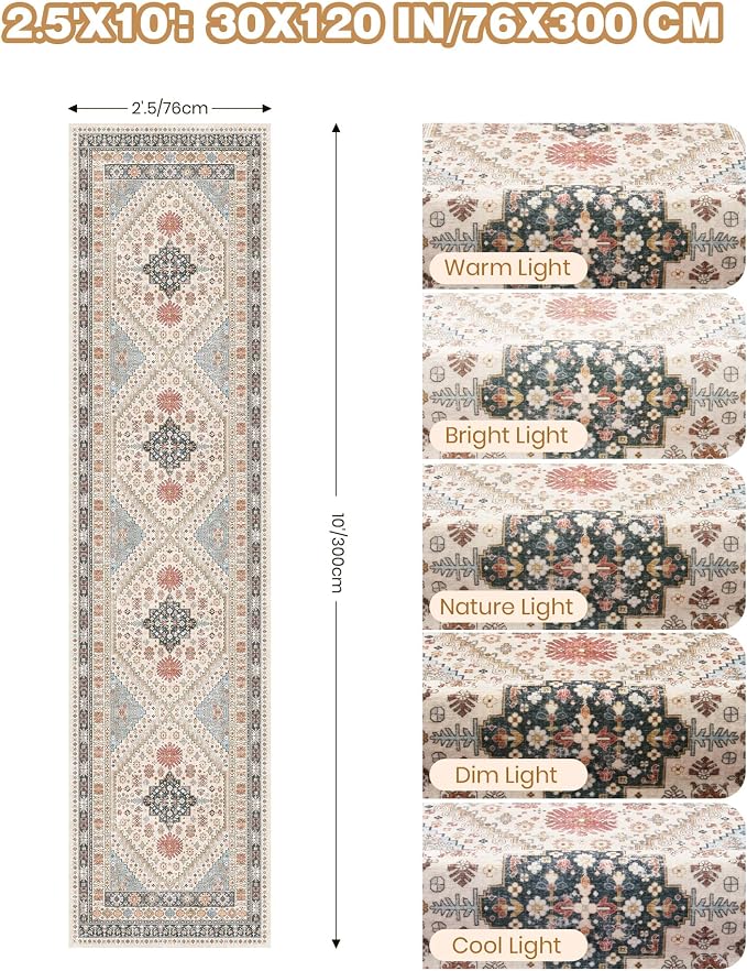 Kitchen Runner Rug Non Slip Washable 2.5x10, Soft Ultra-Thin Entryway Rug - Image 2