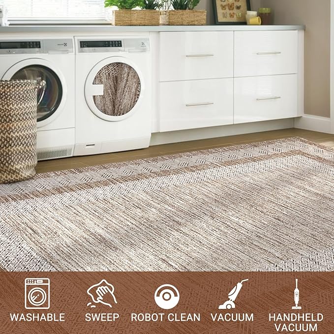 Washable 2.5x10 Kitchen Runner Rug, Easy Clean Geometri Rugs - Image 8