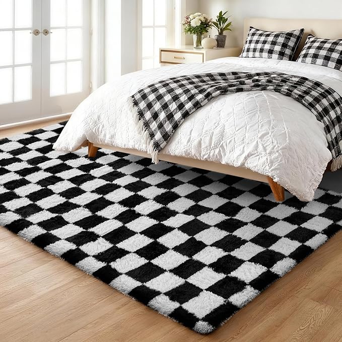 Ophanie Checkered Black & White Rug - Image 3
