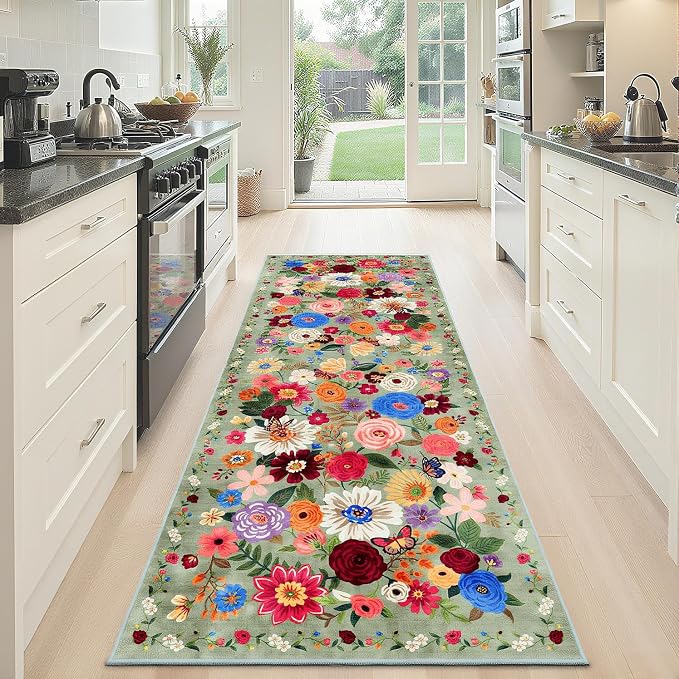 Rug for Hallways Green Kitchen Rug 2x6, Non Slip Washable Rugs - Image 6