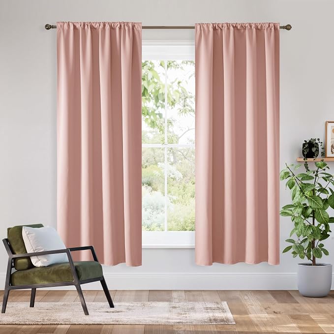 RYB HOME Bedroom Blackout Curtains 63 inches Long, 100% Blackout Thermal by RYBHOME