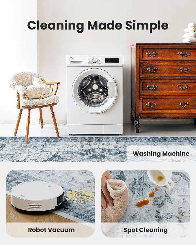 AMADA HOMEFURNISHING 9x12 Area Rug, Washable Low-Profile Large Area Rug - Image 9