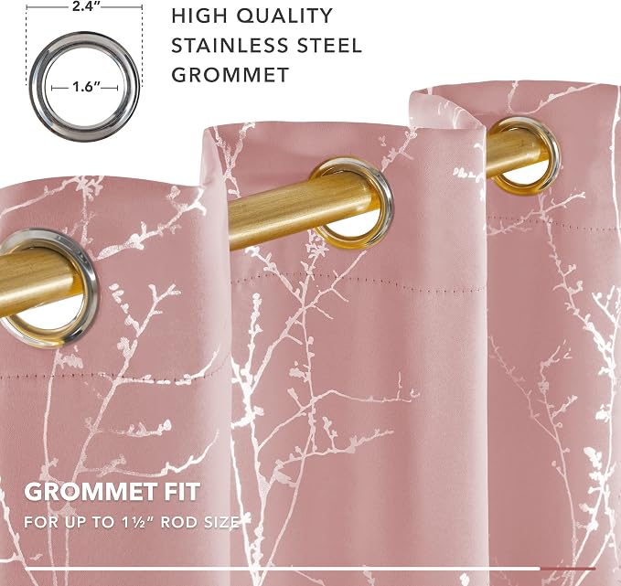 Deconovo Pink Curtains, Thermal Insulated Soundproof Privacy Curtain, 52 x 84 - Image 8