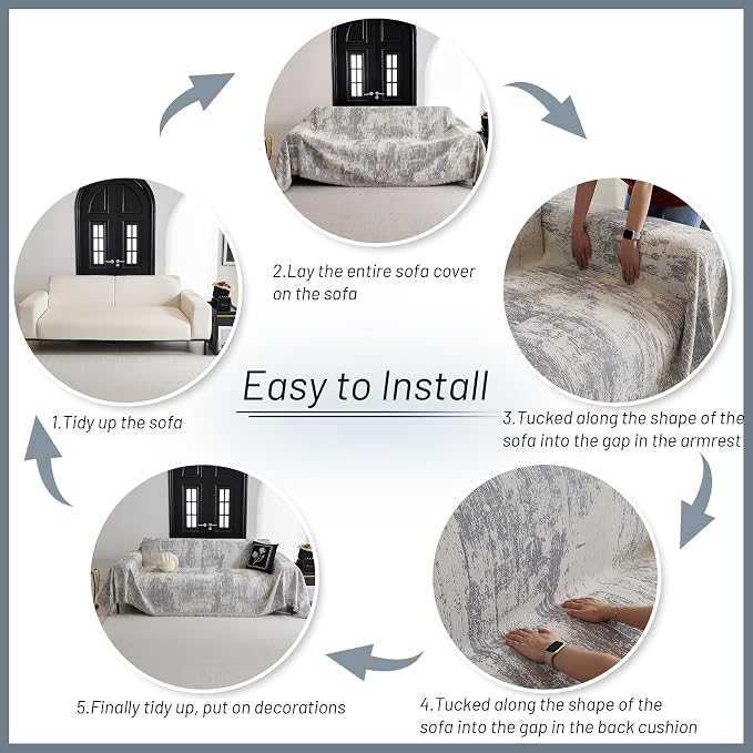 MYSKY HOME Sectional Couch Cover Sofa Covers - Image 5