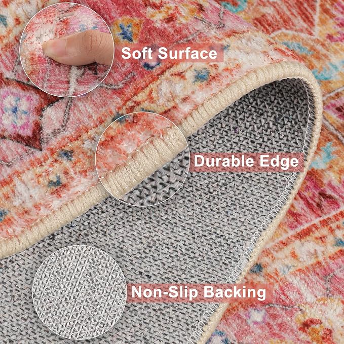 Yamaziot Washable Runner Rug, 2x6 Non-Slip Boho Vintage Hallway Rug Runner - Image 4