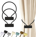 Hion Magnetic Curtain Tiebacks Black 2pcs, Curtain Tiebacks Buckles Holdbacks by Hion