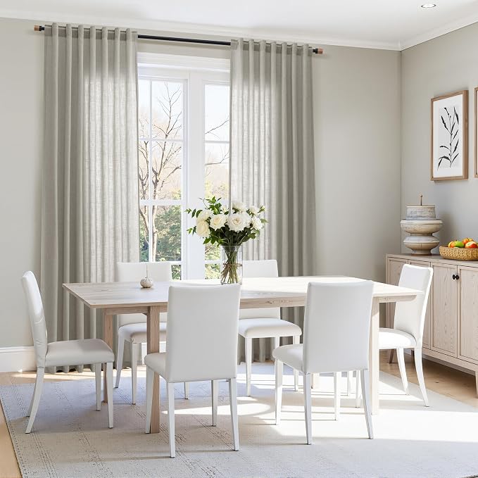 Silver Grey Linen Back Tab Curtains 84 Inch Length - Image 6