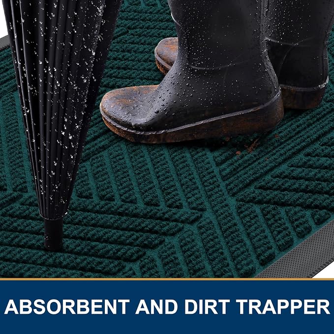 Smiry Front Door Mat Outside Entrance, Heavy Duty Sturdy Natural Rubber Doormat - Image 3