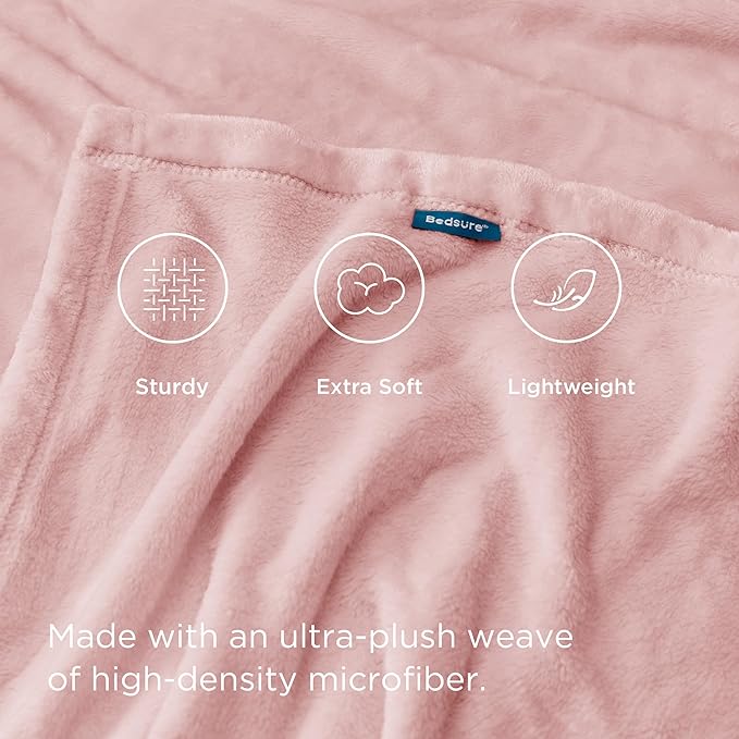 Bedsure GentleSoft Fleece Blanket Twin Size Pink - Image 4