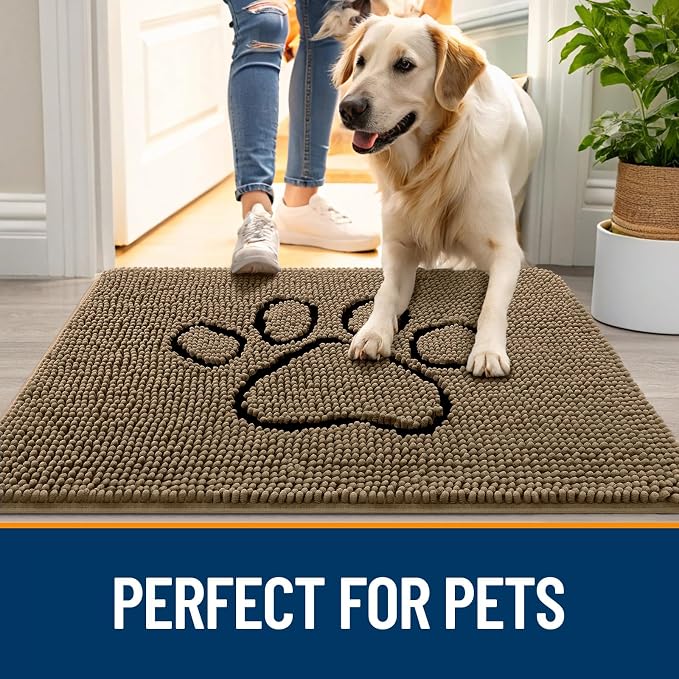 OLANLY Dog Door Mat for Muddy Paws 59x35, Paw Print Design, Absorbs Moisture - Image 6