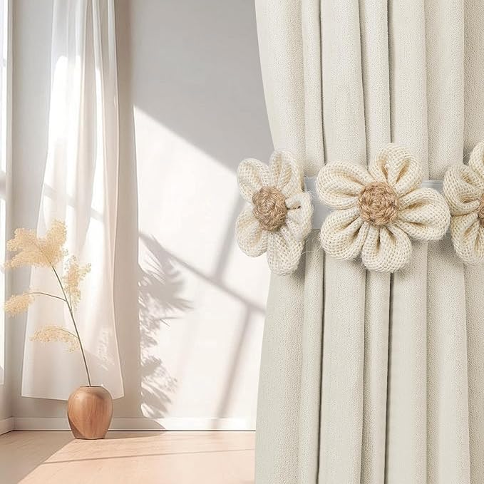 KLOGTSIND Flower Curtain Tiebacks, 6 Pack Boho Curtain Ties Elegant Three - Image 6