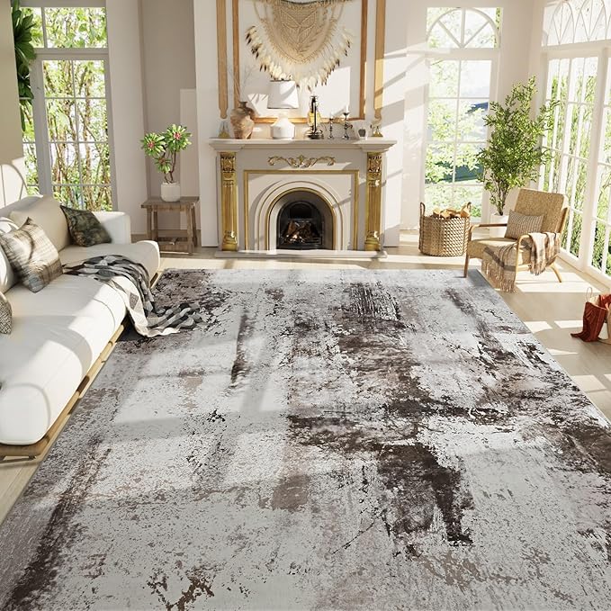 Living Room Rug 7x10 Coffee Area Rugs Machine Washable Abstract Boho Large Rug by OmpaaHomeDecor