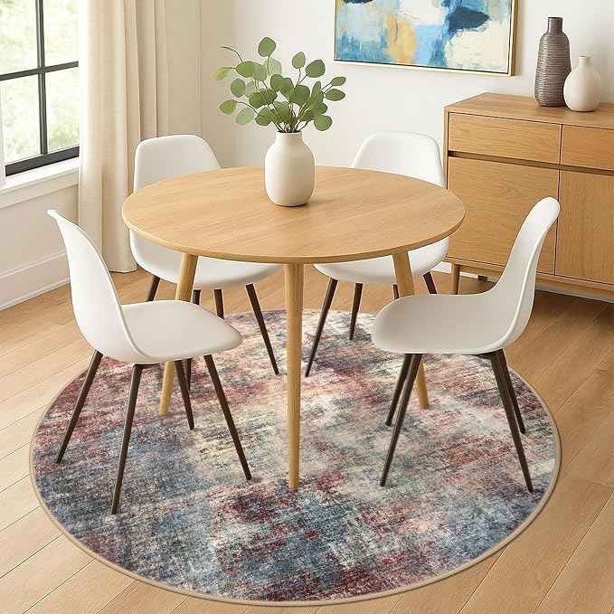 IOHOUZE Abstract Round Area Rug 6 Ft Washable Circle Rugs Large Round Rug Non - Image 2