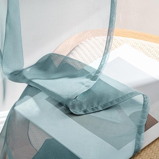 MIULEE Dusty Blue Sheer Curtains 72 Inches Long, 4 Panels Set, Light Filtering - Image 7
