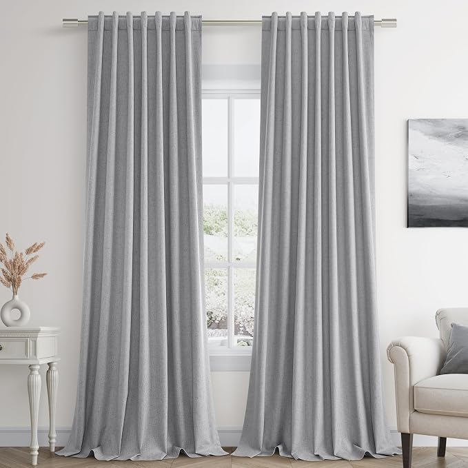 Guken Grey 100% Blackout Curtains 108 Inch Length 2 Panels Set - Image 9
