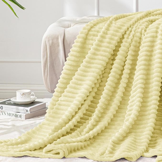 BEDELITE Fleece Throw Blanket for Couch – 3D Ribbed Jacquard Soft and Warm by BEDELITE